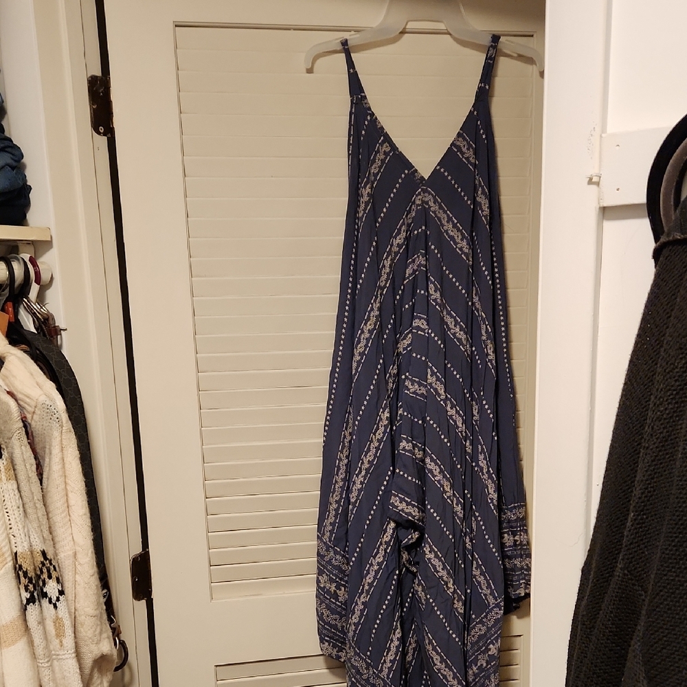 Japna Blue and White Patterned jumpsuit/Dress